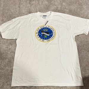 The Black Dog 1997 White and Blue Logo T-Shirt